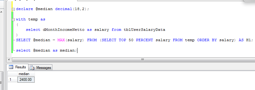 Calculate median in stored procedure (TSQL) Proxmedia