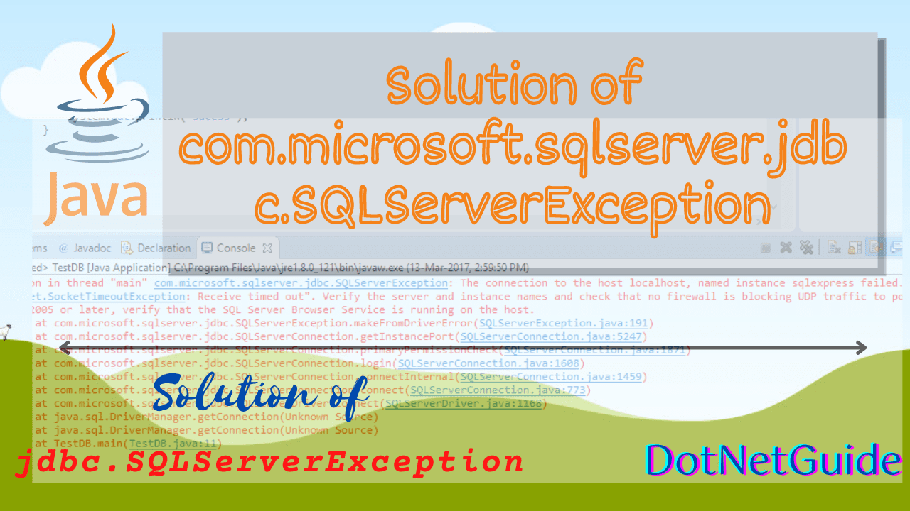 Solution of com.microsoft.sqlserver.jdbc.SQLServerException Fixing