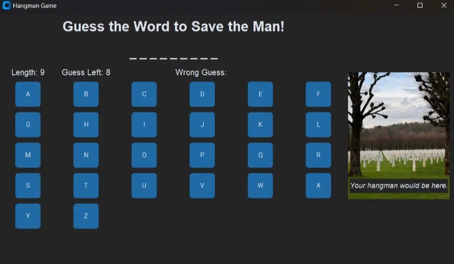 Hangman Game in Python Using CustomTkinter Beginner Project with