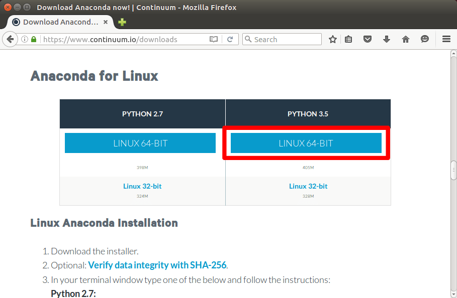 Anaconda を利用した Python のインストール (Ubuntu Linux) Python でデータ