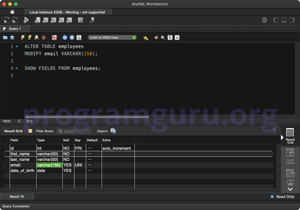 MySQL ALTER TABLE Statement