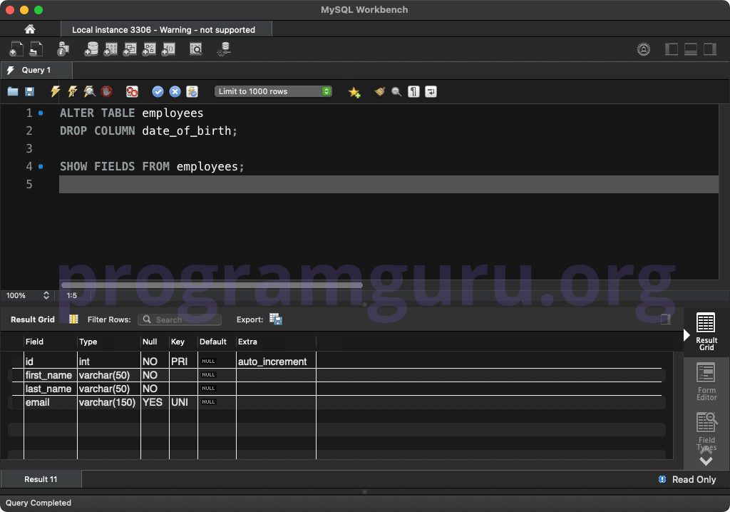 MySQL ALTER TABLE Statement