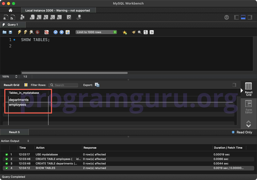 MySQL SHOW TABLES Statement