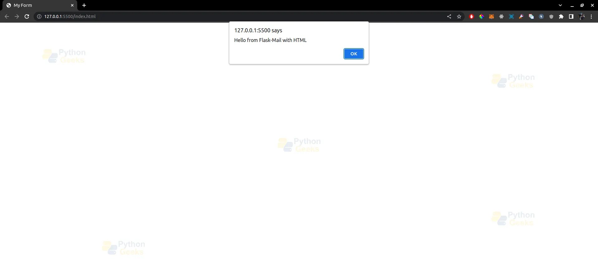 Flask Mail Extension Python Geeks