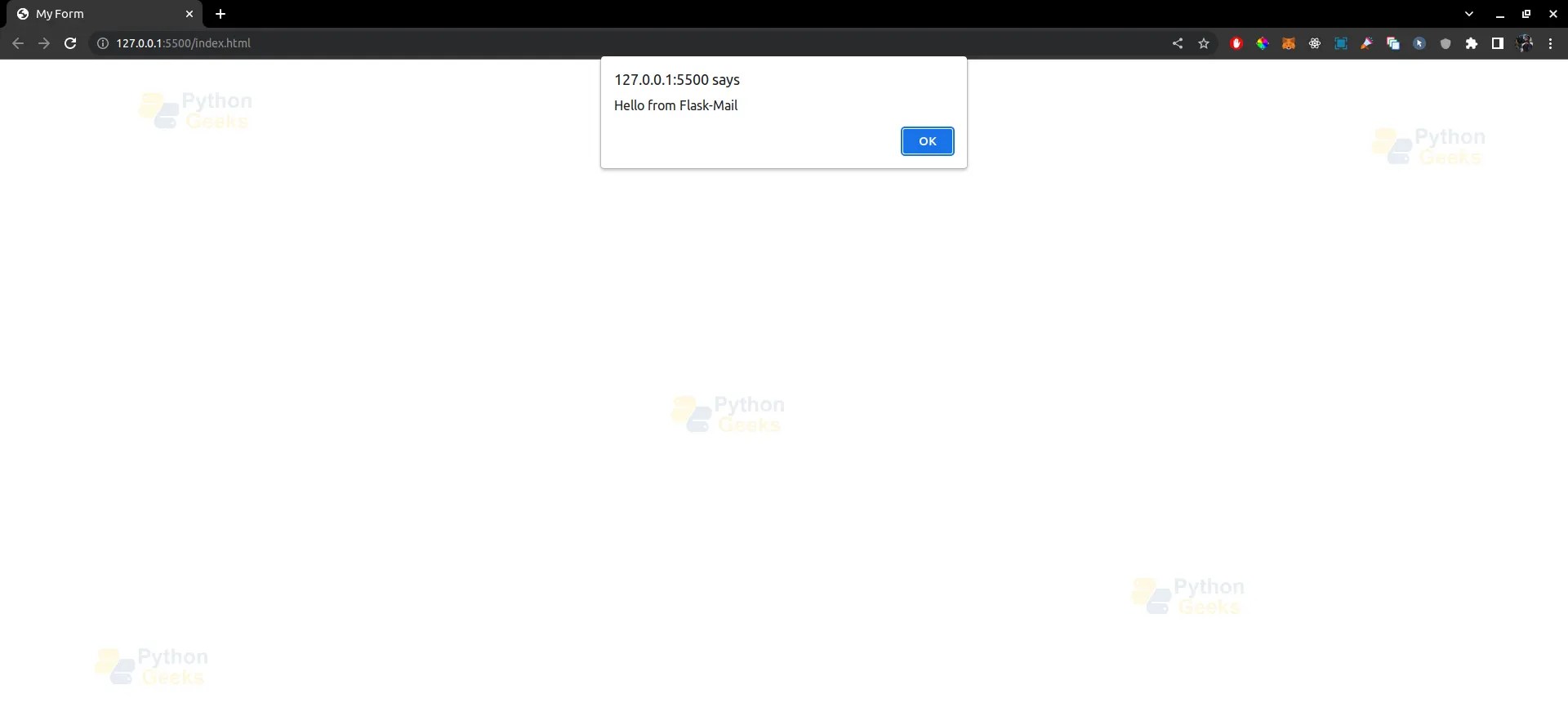 Flask Mail Extension Python Geeks
