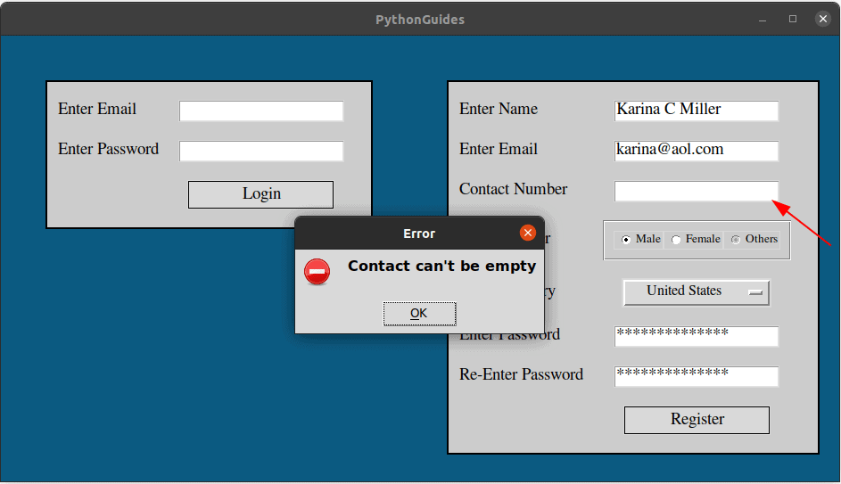 Registration Form In Python Using Tkinter + Login Page In Python