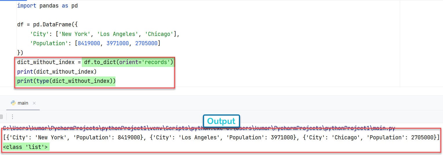 How To Convert A Pandas DataFrame To A Dict Without Index In Python [3
