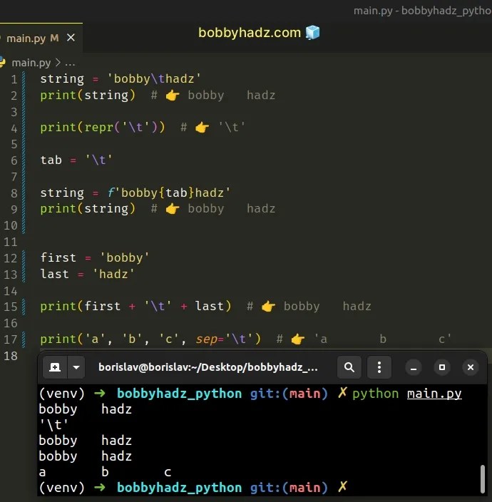 Как напечатать табуляцию в Python