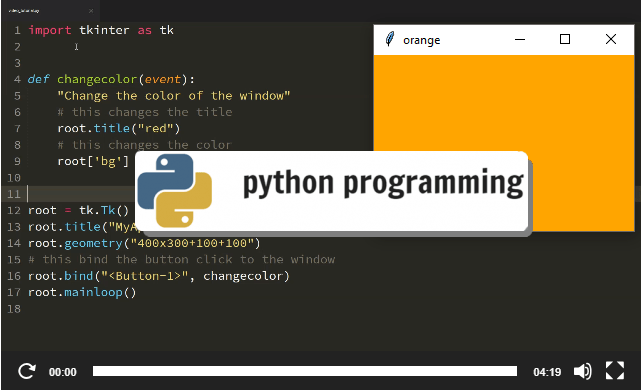 Tkinter video 3 interacting with the window python programming
