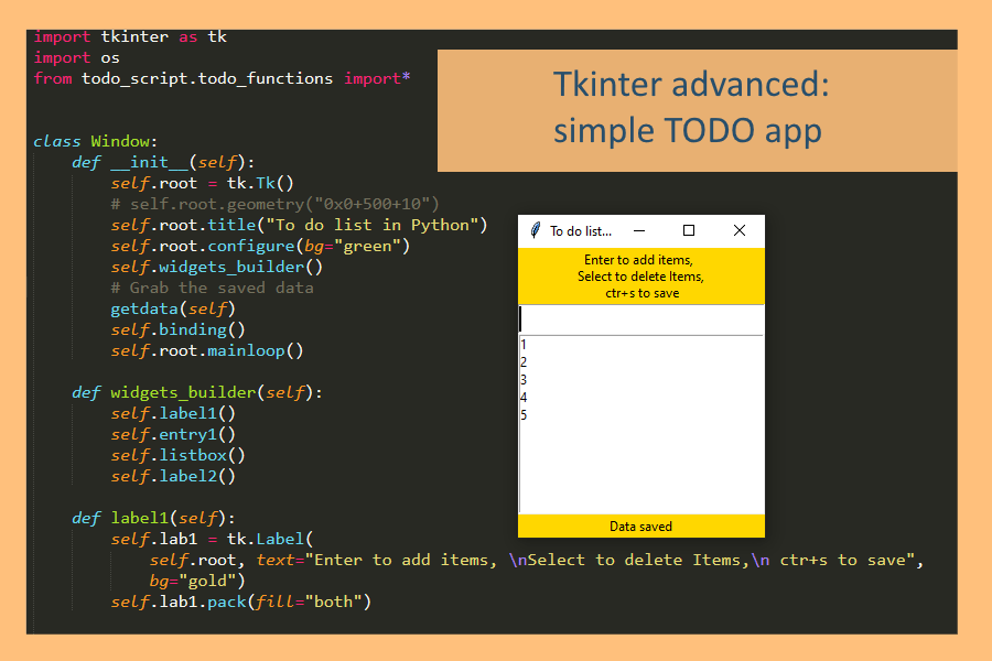 Tkinter advanced: code to make a todo app | python programming