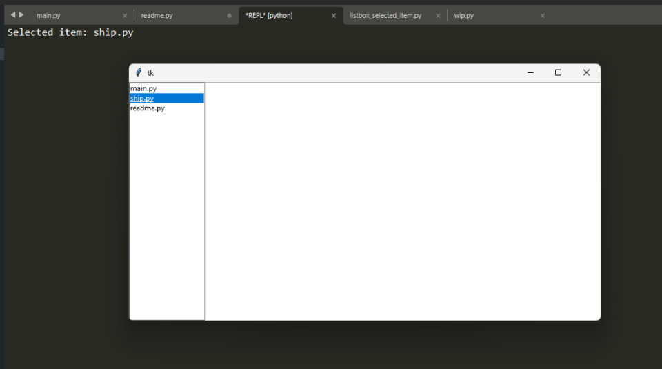 How to get the item selected in a Listbox in tkinter python programming