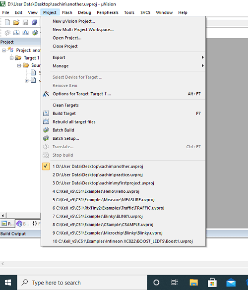 how to write and run embedded c program in keil software python