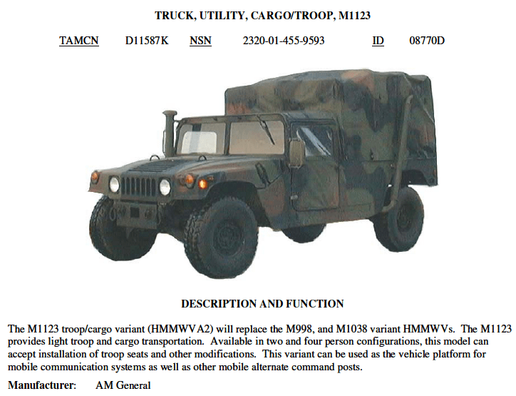 USMC Motor Transport Equipment Technical Specifications Public