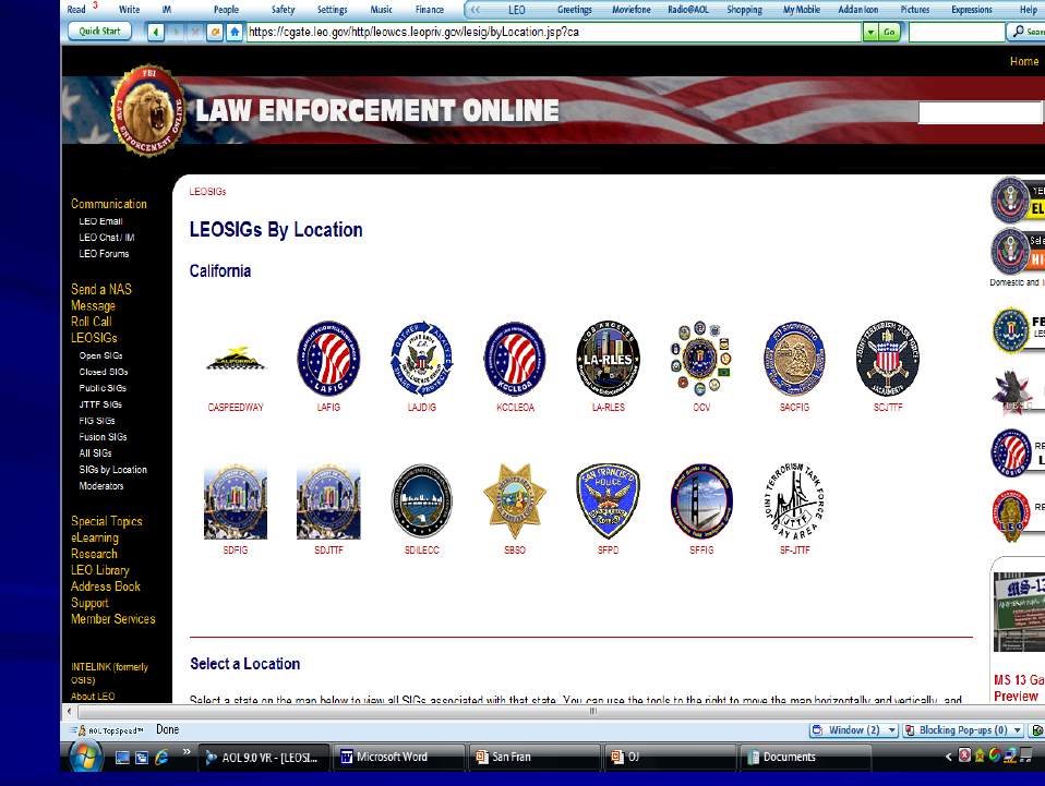 Law Enforcement Online Virtual Command Centers Brief Public Intelligence