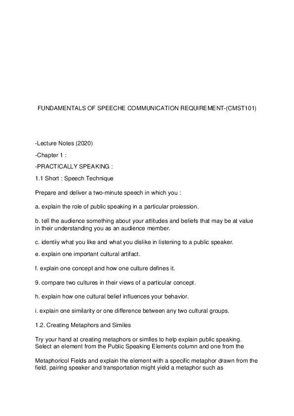 Chapter 1 Fundamentals Of Speeche Communication Requirement