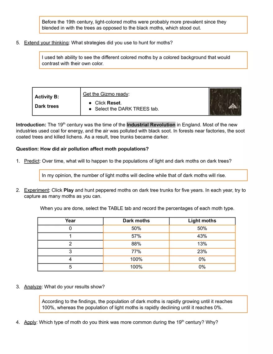 Natural Selection Gizmo Answer Key Edubirdie