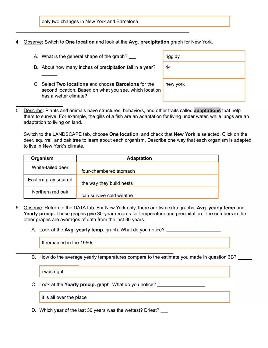 Comparing Climates (Customary) Gizmo Answer Key - Edubirdie