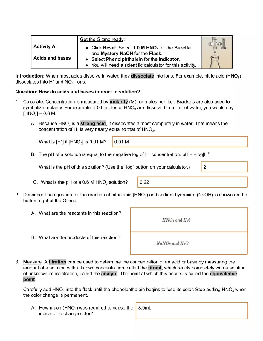 Titration Gizmo Answer Key Virtual High School Edubirdie