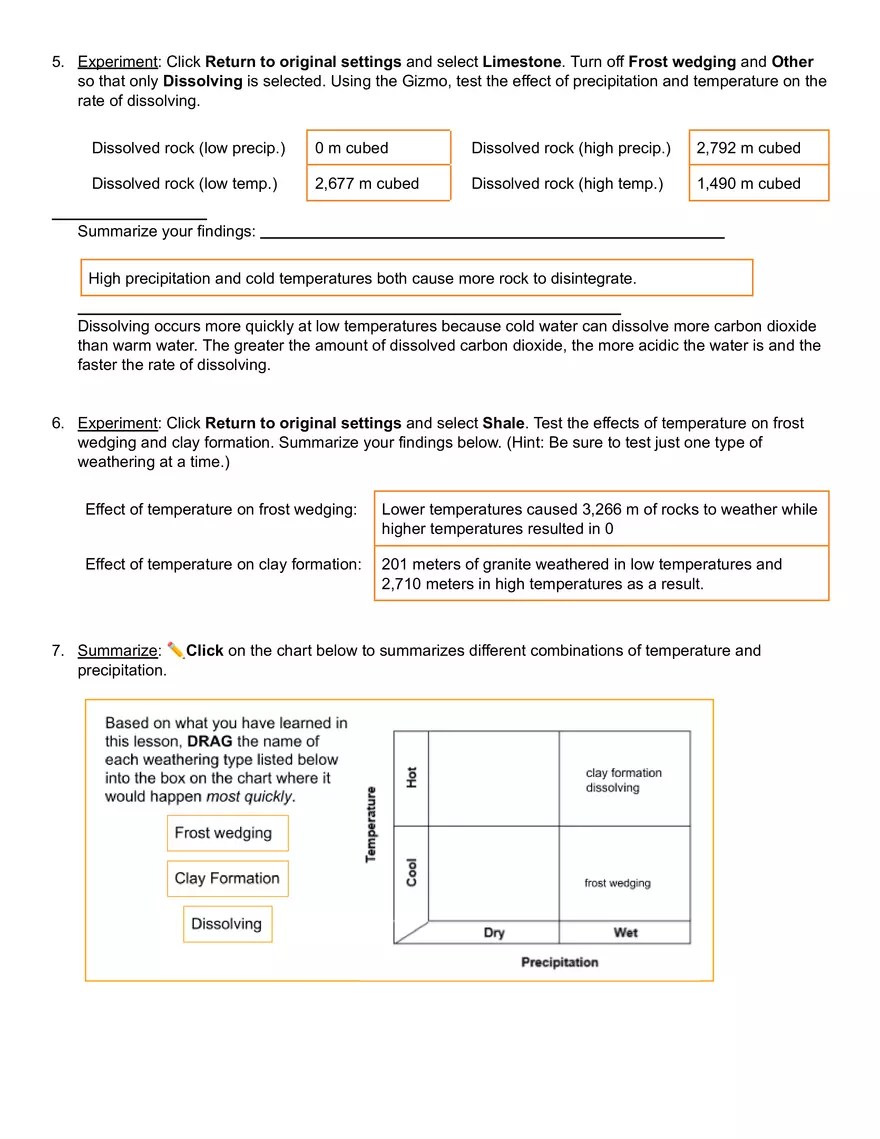 Weathering Gizmo Answer Key - Edubirdie