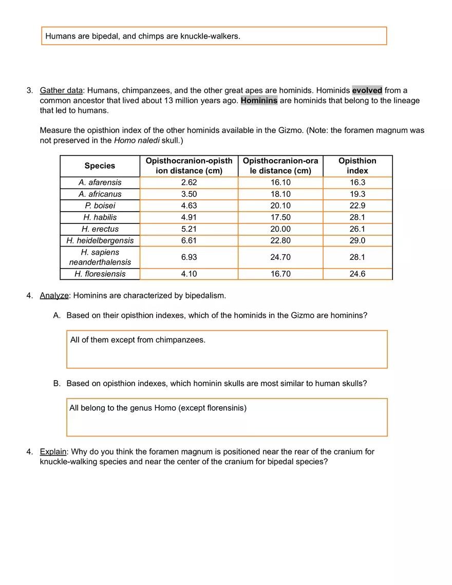 Human Evolution - Skull Analysis Gizmo Answer Key | Virtual High School
