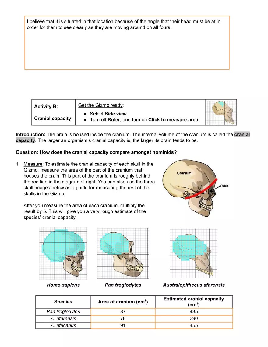 Human Evolution - Skull Analysis Gizmo Answer Key | Virtual High School