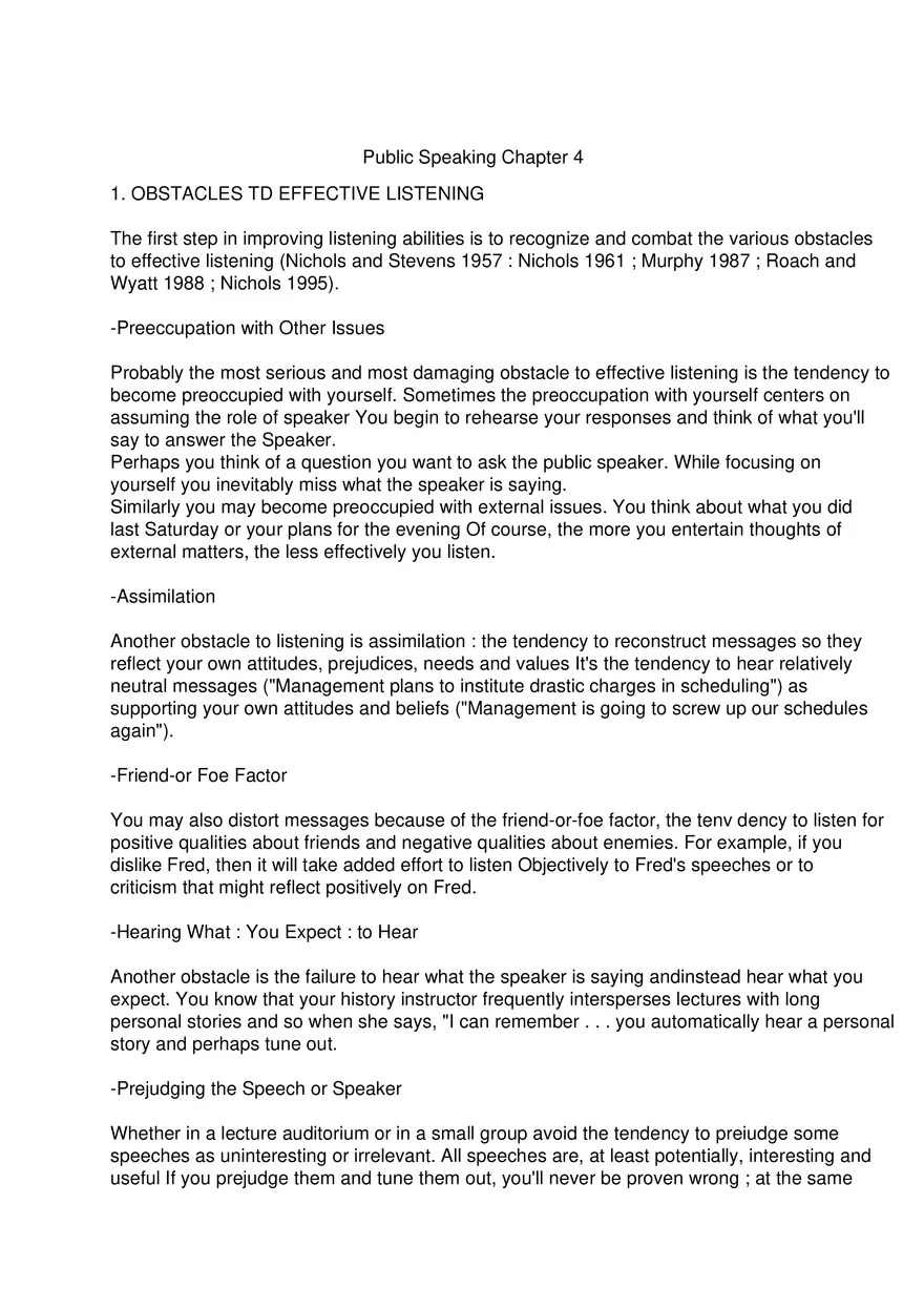 Chapter 4. Lecture Notes Public Speaking State University