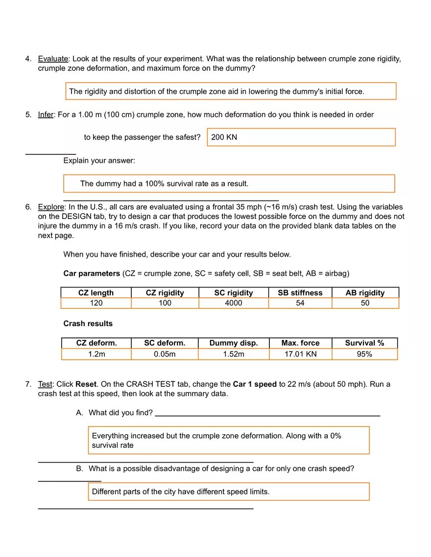Crumple Zones Gizmo Answer Key | Virtual High School - Edubirdie