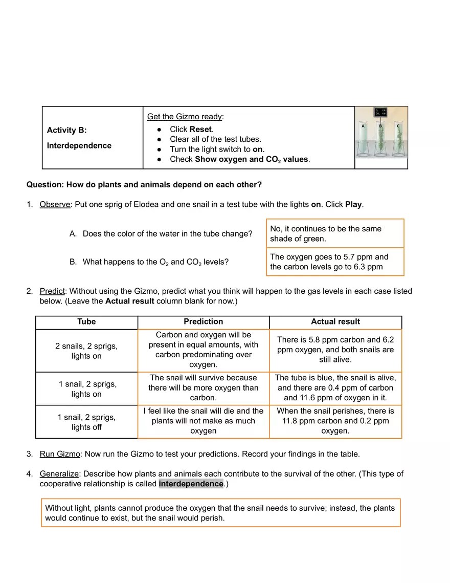 Plants and Snails Gizmo Answer Key | Virtual High School - Edubirdie
