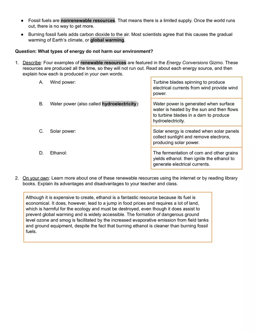 Energy Conversions Gizmo Answer Key - Edubirdie