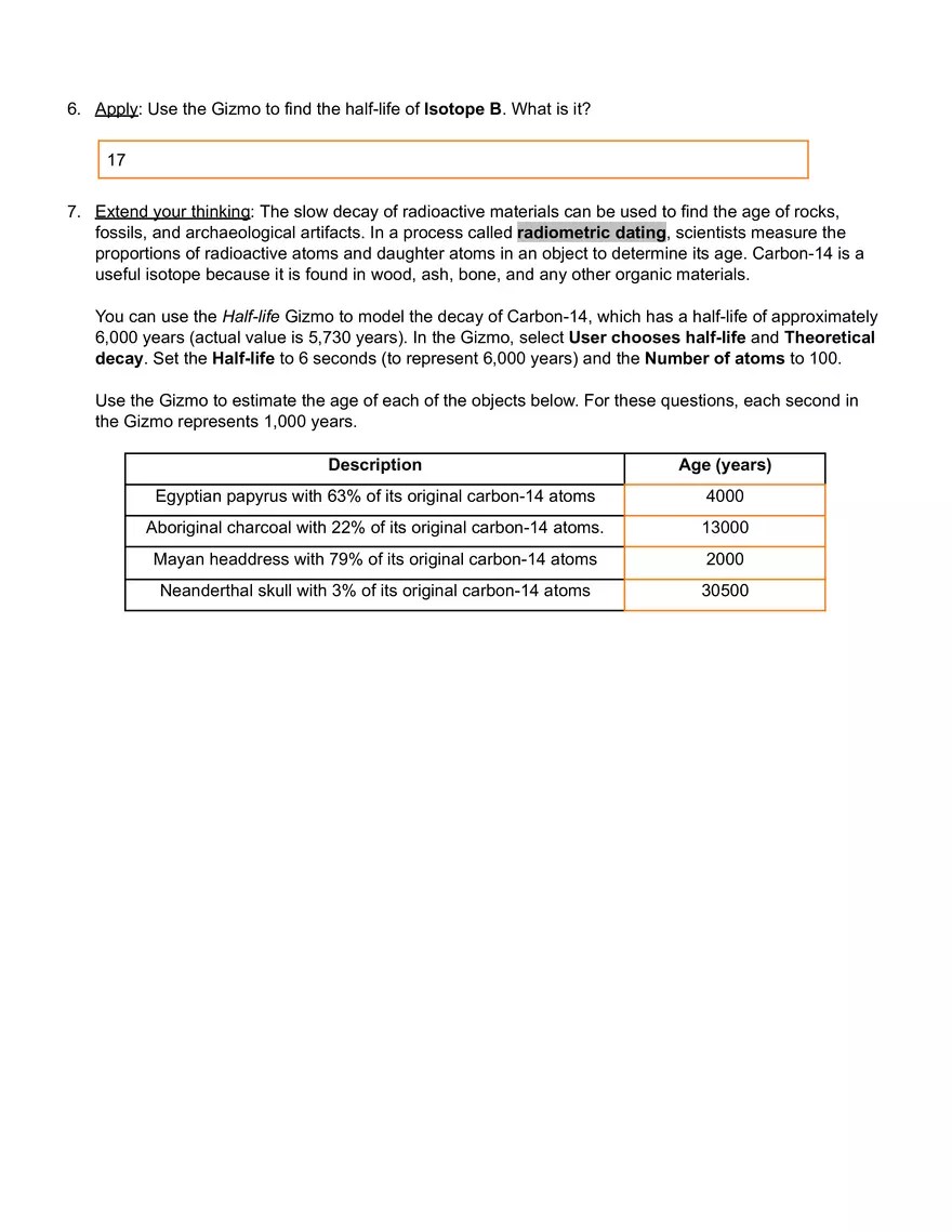 Halflife Gizmo Answer Key Edubirdie