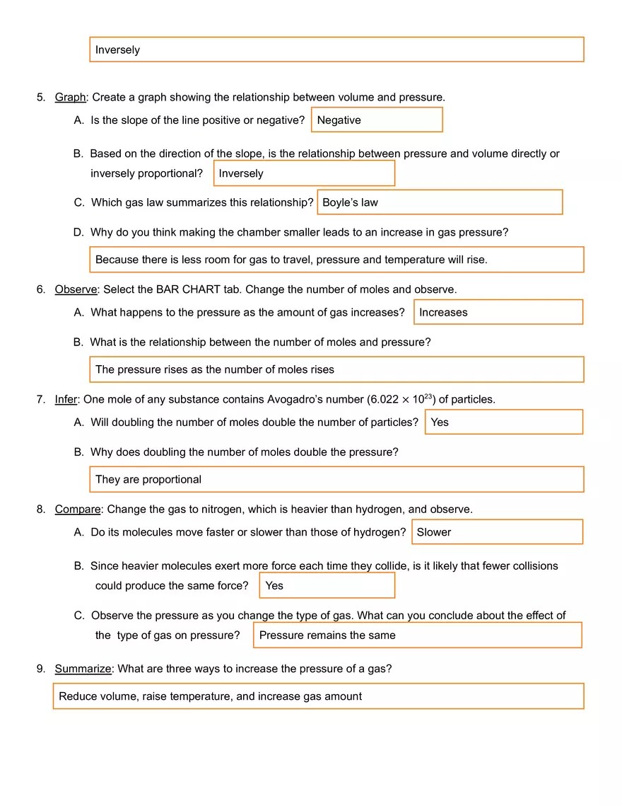 Ideal Gas Law Gizmo Answer Key Edubirdie