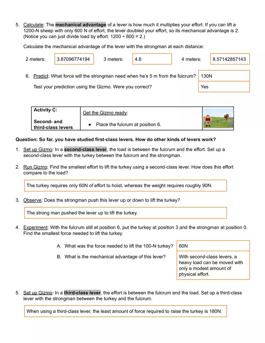 Levers Gizmo Answer Key Virtual High School Edubirdie