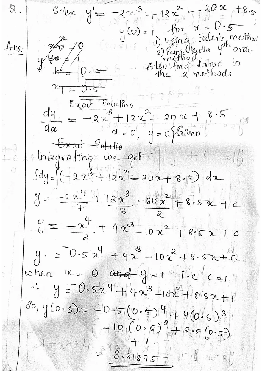 Solving a Question Using both Euler's Method and Rungekutta Method