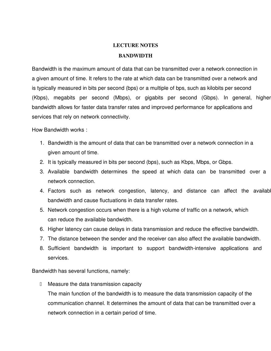 Bandwidth Computer Science Edubirdie