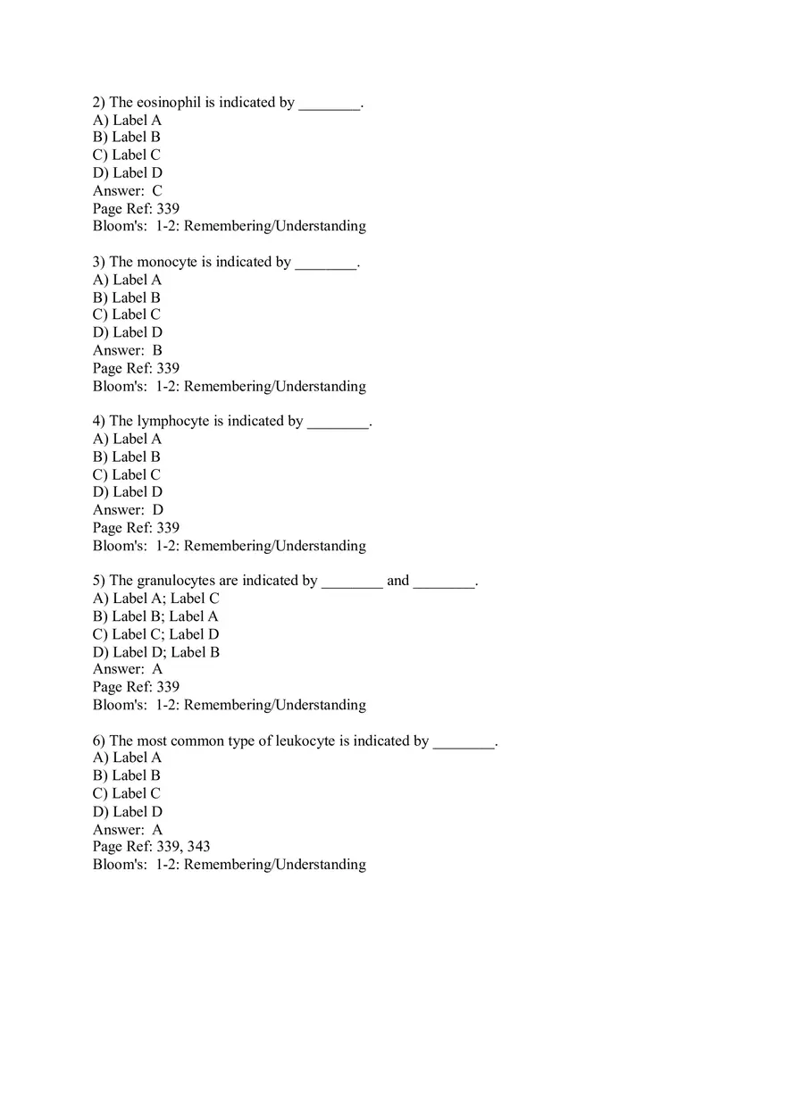 Human Anatomy and Physiology Blood Answer Key | Answer Key - Edubirdie