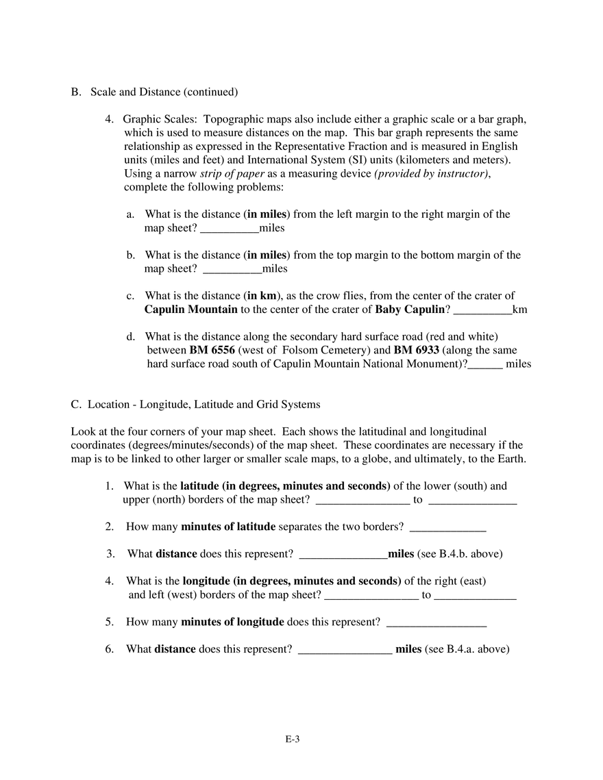 Lab E Introduction to Geographic Tools Topographic Maps Glendale