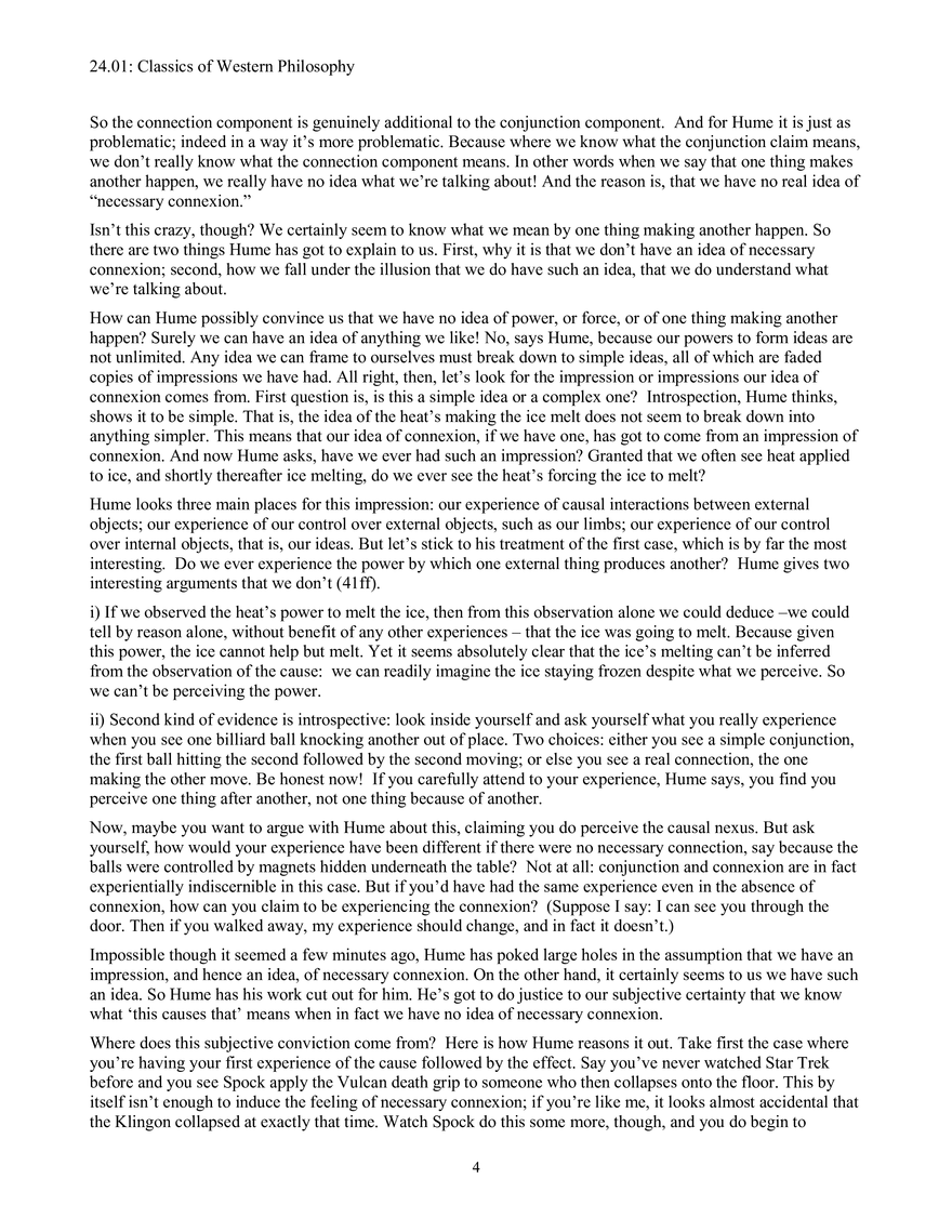 24.01 S16 Hume on Causation Massachusetts Institute of Technology