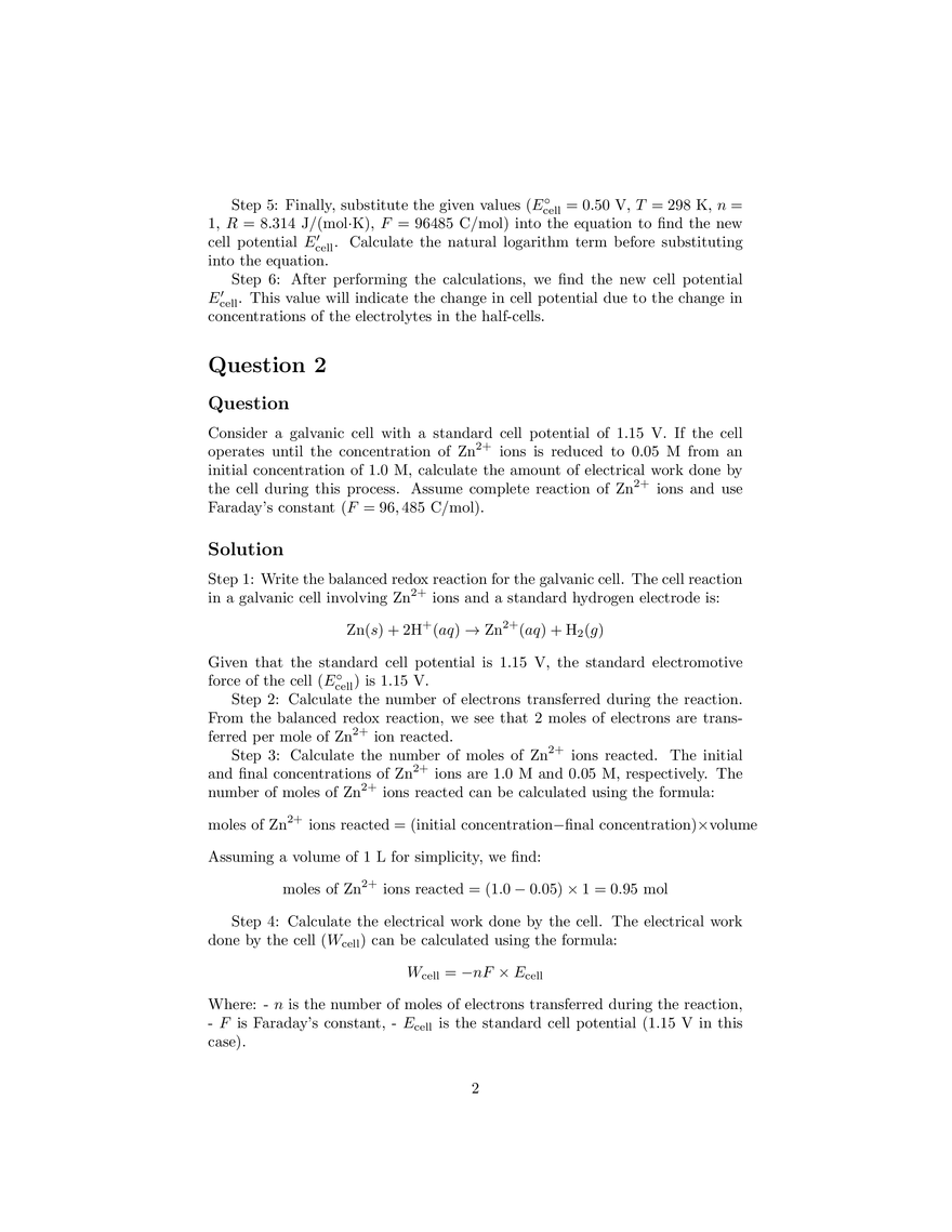 Galvanic and Electrolytic Cells Question Bank Set 3 Liberty