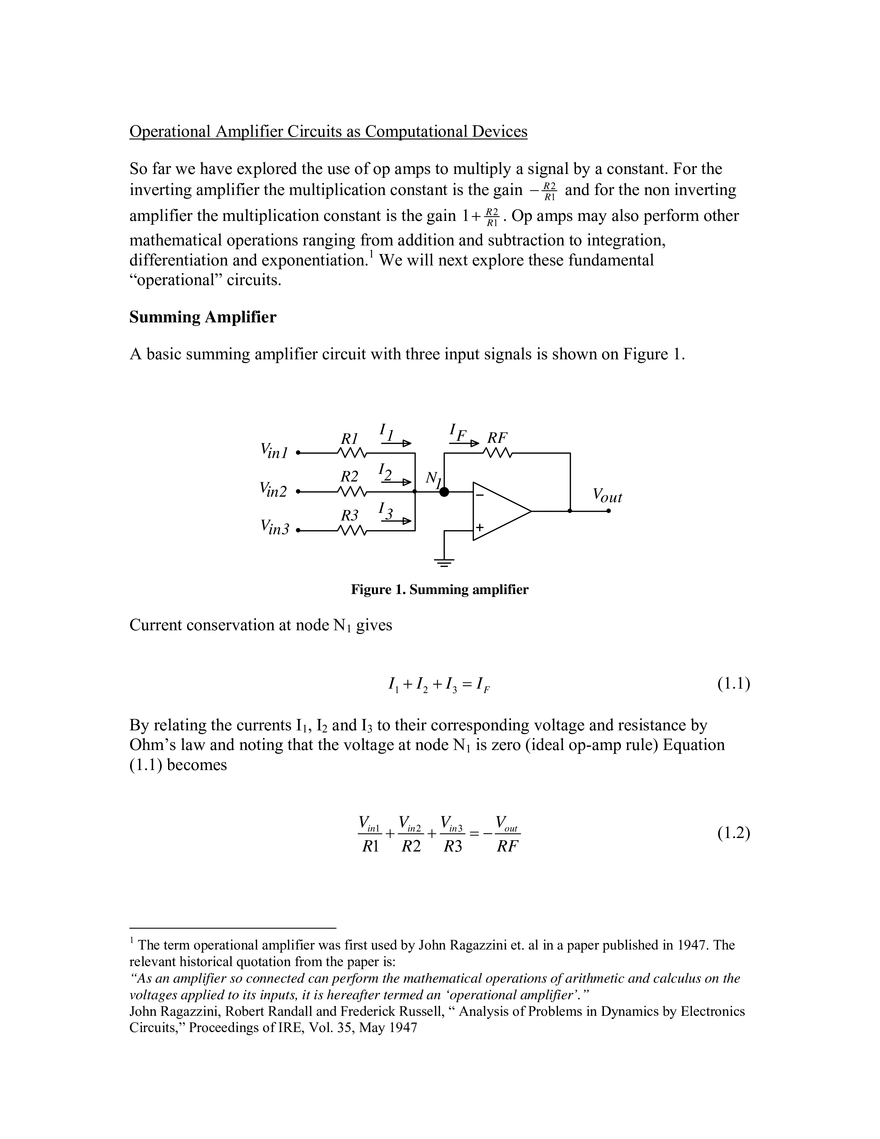 Operational Amplifier Circuits Massachusetts Institute of Technology