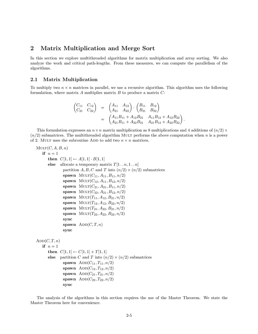 Cilk, Matrix Multiplication, and Sorting Massachusetts Institute of