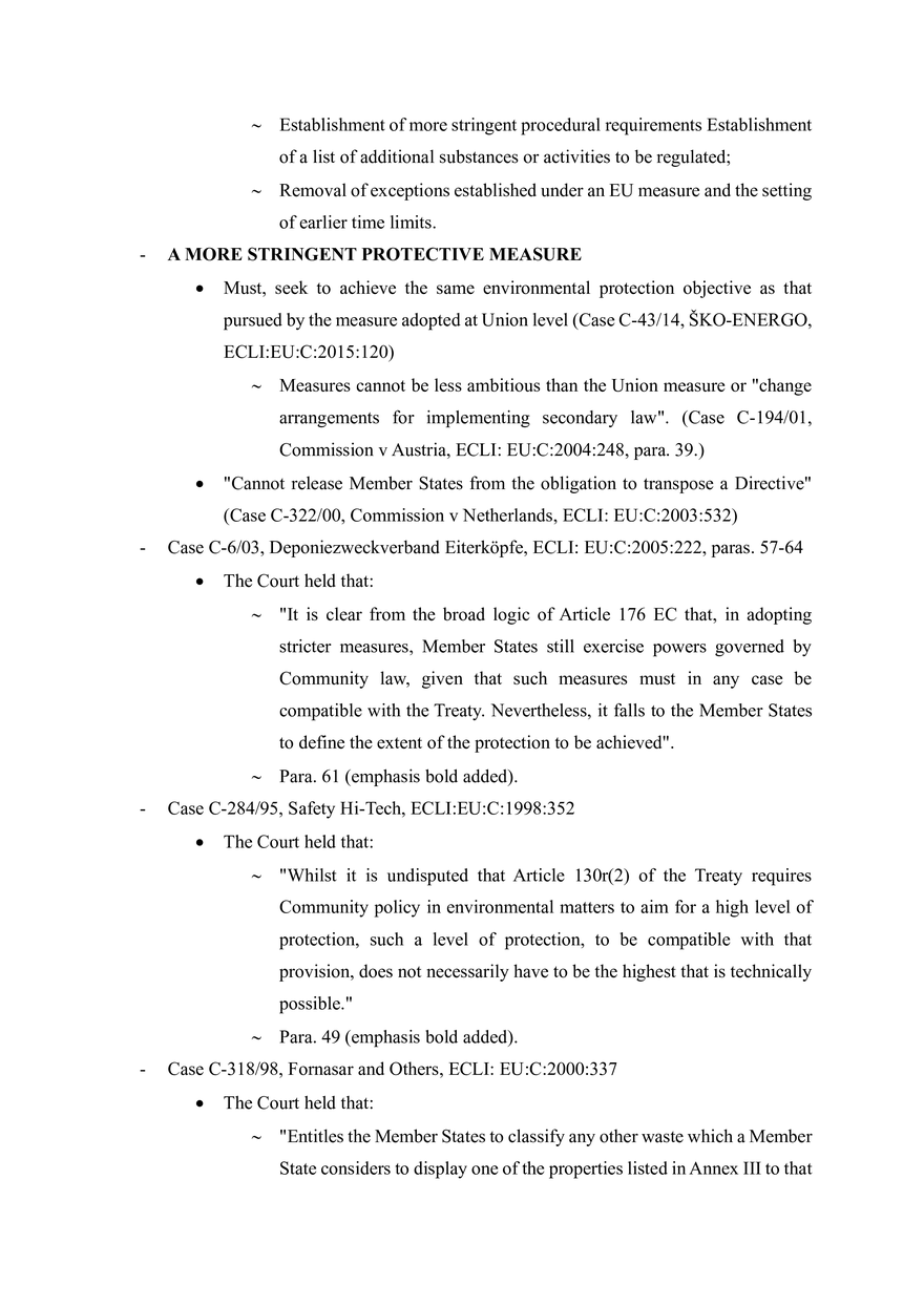 How Much Room For EU Member States Under The Environmental Guarantee