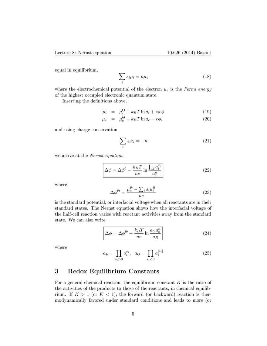 The Nernst Equation Massachusetts Institute of Technology Edubirdie