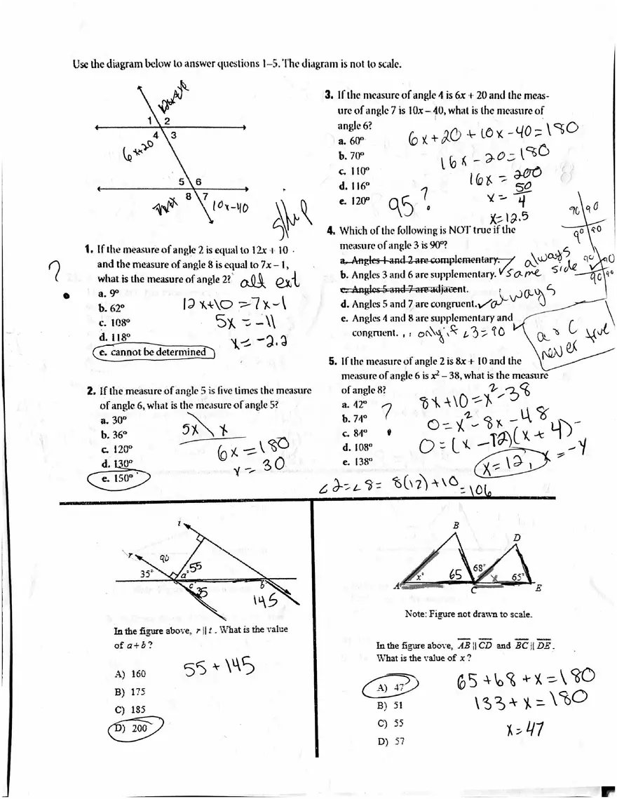 What is the Measure of Angle trv 20° 50° 60° 130° Bradley University