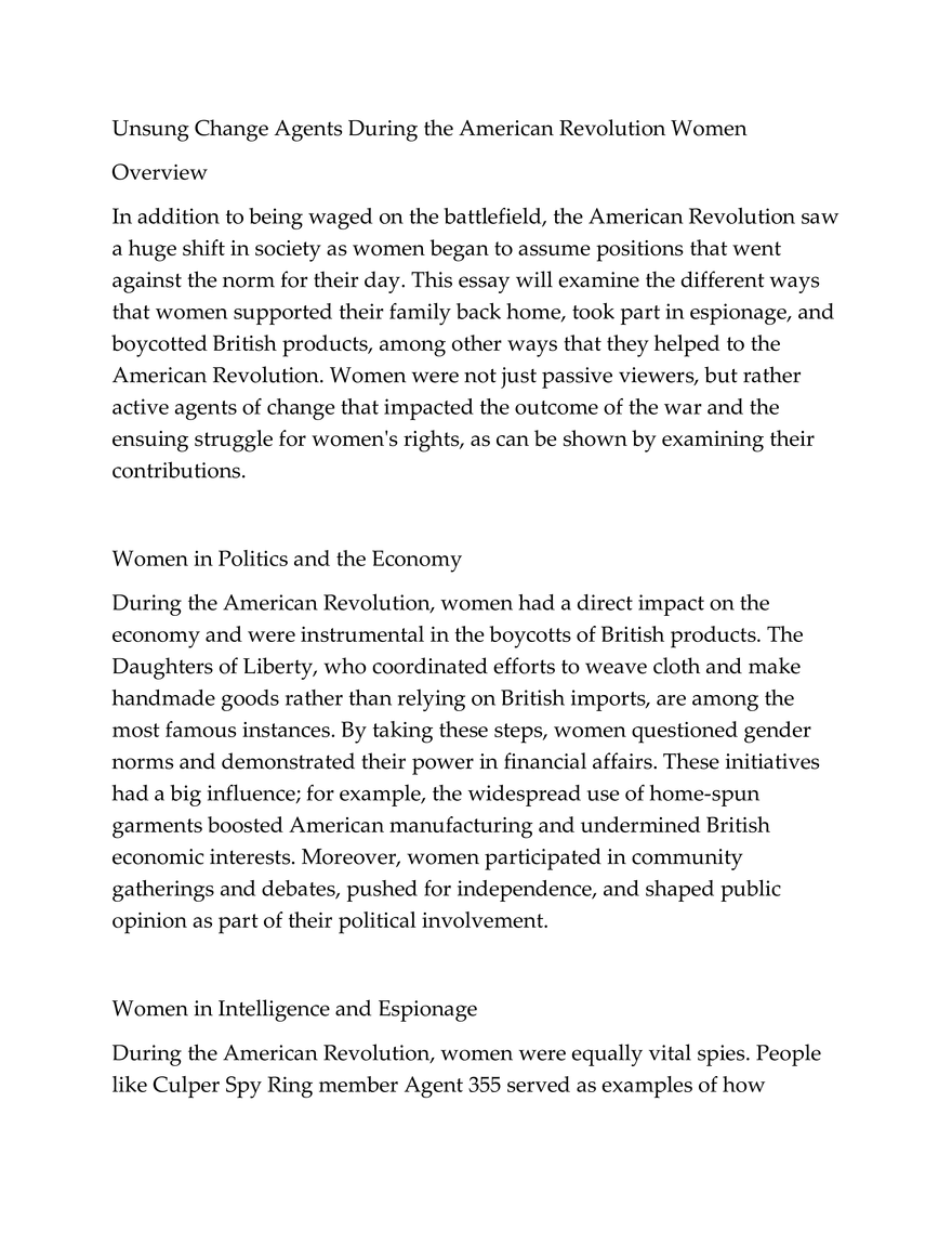 Unsung Change Agents During the American Revolution Women Arizona