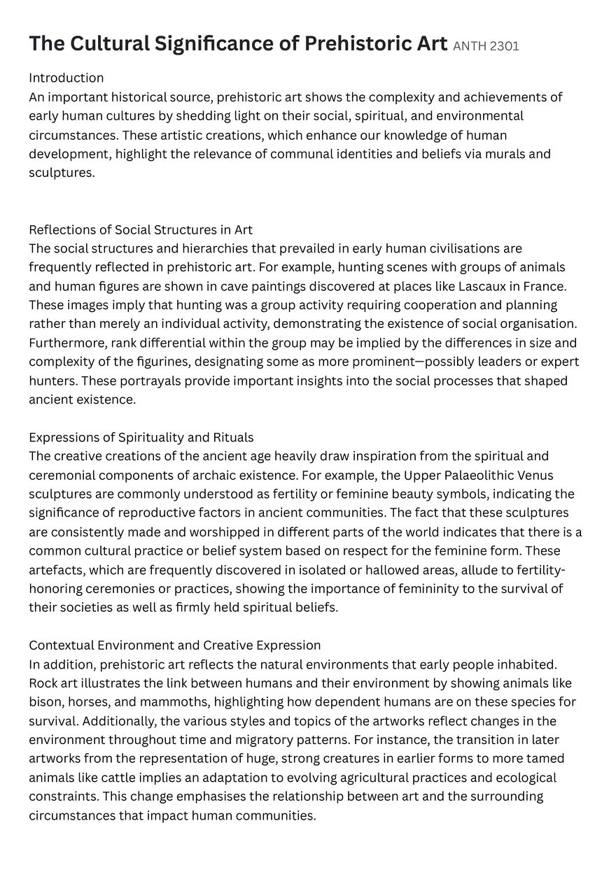 The Cultural Significance of Prehistoric Art Edubirdie