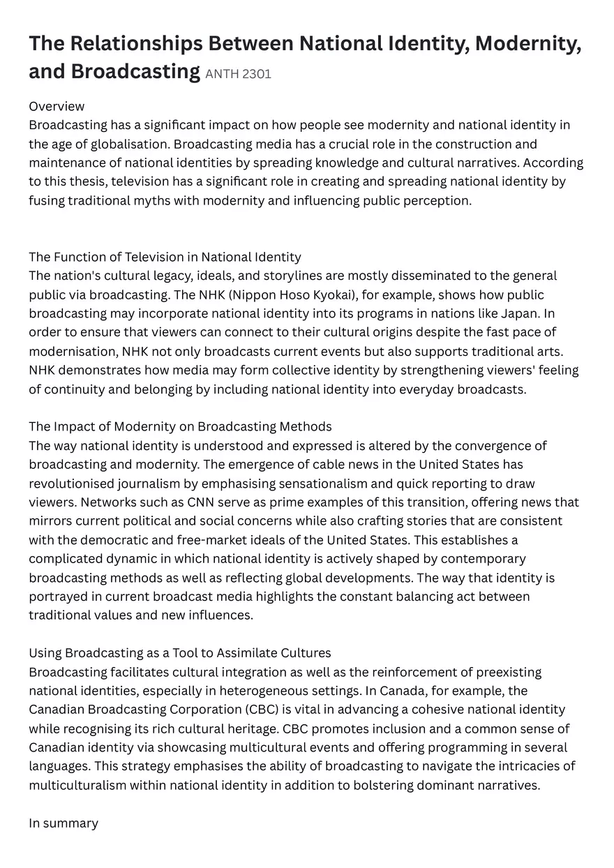 The Relationships Between National Identity, Modernity, and