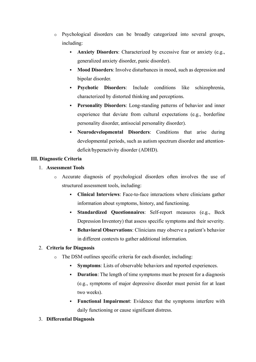Psychological Disorders Classification and Diagnosis Lecture Note