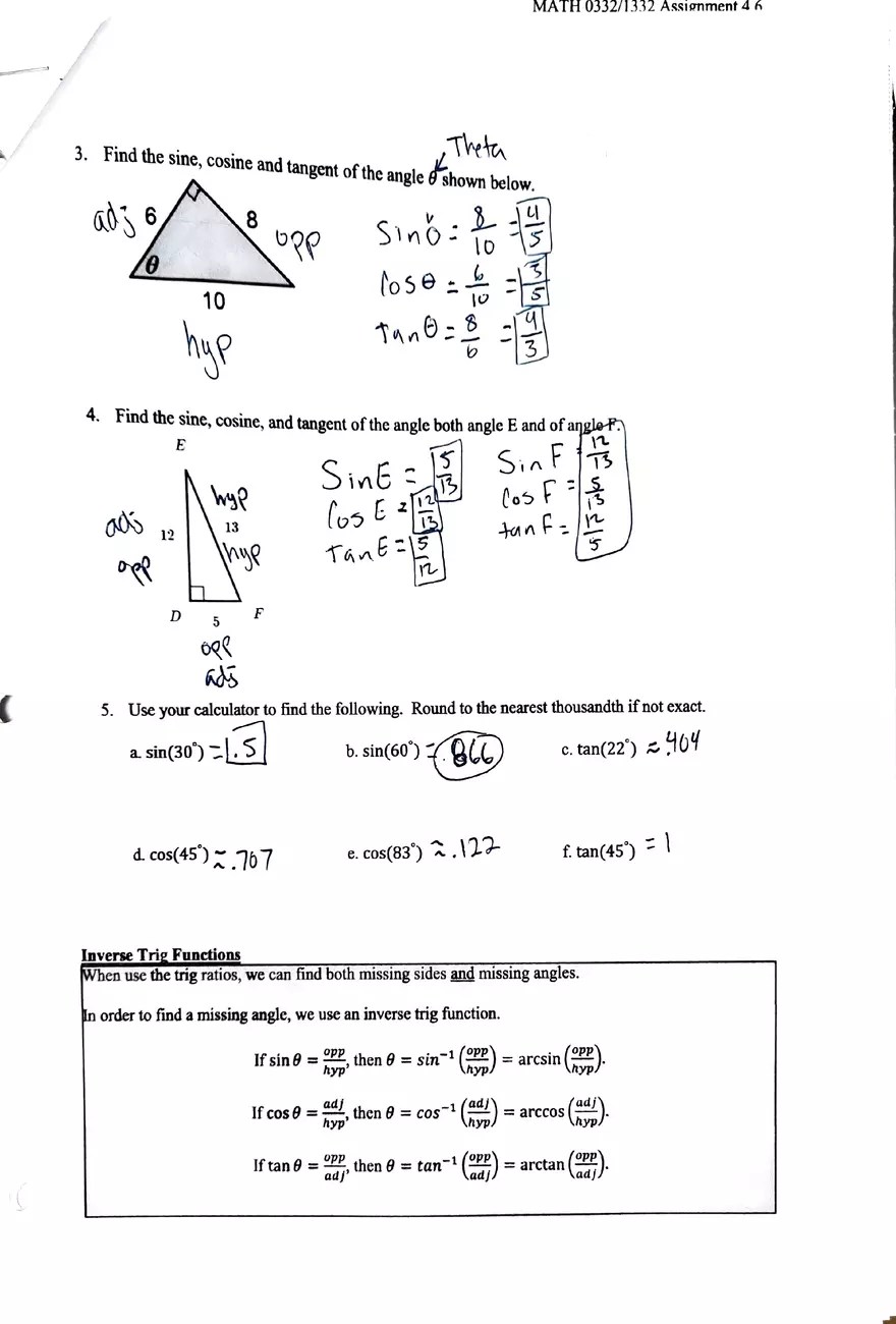 Right Triangle Trigonometry Notes Edubirdie