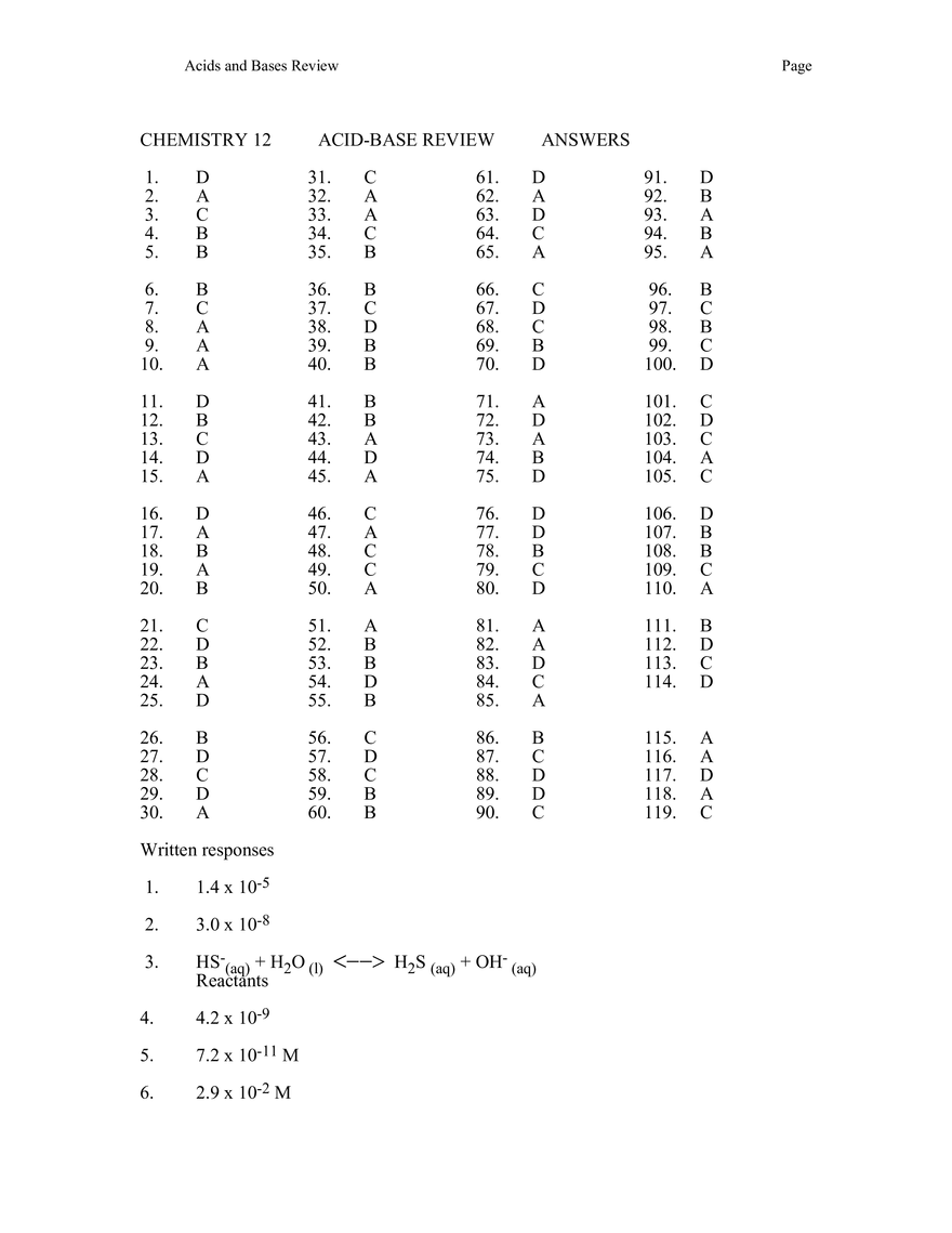 Acid and base review Edubirdie