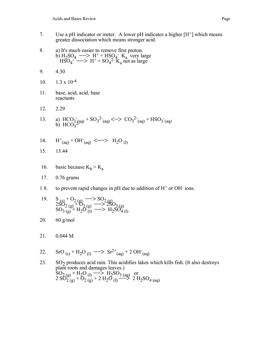 Acid and base review Edubirdie